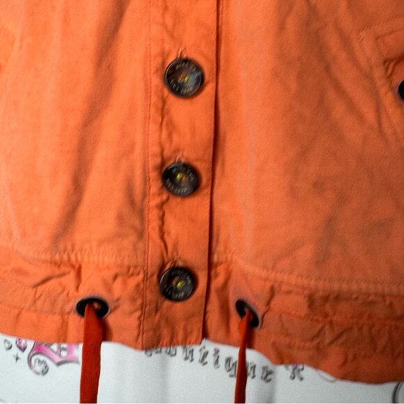 Marccain sports sweater 3/4 sleeve orange tie dye buttons floral hood mesh y2k - Picture 4 of 16